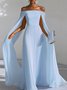 Elegant Plain Ruched Off The Shoulder Maxi Dress