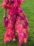 Vacation Floral Printing Wide Leg Pants