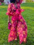 Vacation Floral Printing Wide Leg Pants