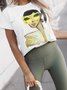 Casual Abstract Printing Crew Neck  T-shirt