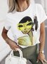 Casual Abstract Printing Crew Neck  T-shirt
