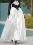 Elegant Color Block 3D Floral Stand Collar Maxi Dress With Belt