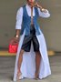 Casual Cotton Loose Split Long Shirt