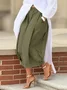 Casual Cotton Wide-Leg Cropped Pants