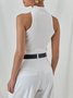 Urban Plain Knot Stand Collar Sweater Tank Top