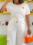 Casual Color Block Crew Neck  T-shirt
