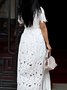 Elegant Floral Lace Midi Dress With Belt