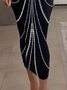 Casual Abstract Polka Dots Printing Crew Neck Midi Dress