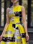 Satin Elegant Letter Pattern Printing Off The Shoulder Midi Dress