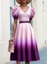 Urban Ombre Printing Midi Dress With Belt