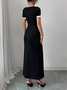 Elegant Color Block Buttoned Midi Dress