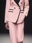 Urban Buttoned Color Block Lapel Collar Blazer