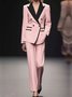 Urban Buttoned Color Block Lapel Collar Blazer