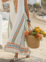 Vacation Color Block Printing Maxi Dress