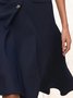 Urban Plain Buttoned Lapel Collar Knee Length Dress
