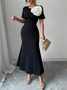 Elegant Color Block 3D Floral Midi Dress