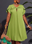Urban Plain Petal Sleeve Bow Knee Length Dress
