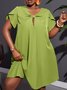 Urban Plain Petal Sleeve Bow Knee Length Dress
