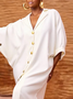 Urban Plain Buttoned Lapel Collar Midi Dress