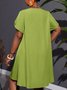 Urban Plain Petal Sleeve Bow Knee Length Dress