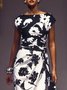 Elegant Floral Raglan Sleeve Side-Slit Boat Neck Maxi Party Dress