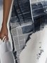 Urban Random Print Printing Asymmetrical Knee Length Dress