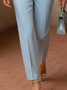 Urban Plain Buttoned Slim Taper Pants With Belt
