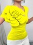 Urban Slim Fit 3D Floral V Neck T-shirt