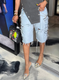 Plain Casual Denim Shorts