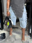 Plain Casual Denim Shorts