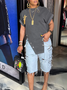 Plain Casual Denim Shorts