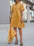 Casual Plain Buttoned Mini Dress