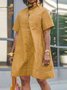 Casual Plain Buttoned Mini Dress