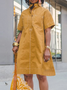 Casual Plain Buttoned Mini Dress