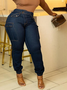Plain Buttoned Urban Denim Jeans