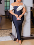 Elegant Color Block Strapless Maxi Dress