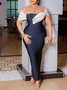 Elegant Color Block Strapless Maxi Dress