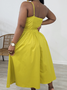 Urban Plain Cross Spaghetti Midi Dress