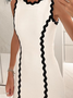 Micro-Elasticity Elegant Color Block  Maxi Dress