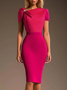 Urban Plain Knot Front Asymmetrical Dress