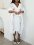 Elegant Multicolor Block Raglan Sleeve Tassel V Neck Midi Sweater Dress