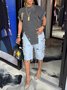 Plain Casual Denim Shorts