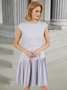 Elegant Crew Neck Pleated Midi Dress