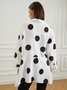 Shirt Collar Polka Dots Shift Elegant Top